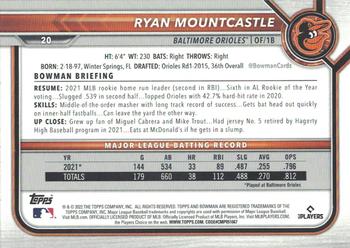 2022 Bowman #20 Ryan Mountcastle Back