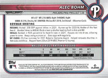 2022 Bowman #31 Alec Bohm Back