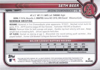 2022 Bowman #36 Seth Beer Back