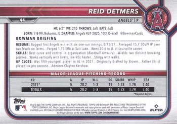 2022 Bowman #44 Reid Detmers Back