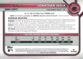 2022 Bowman #52 Jonathan India Back
