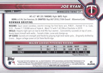 2022 Bowman #56 Joe Ryan Back