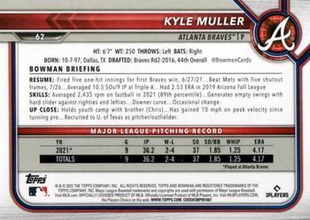 2022 Bowman #62 Kyle Muller Back
