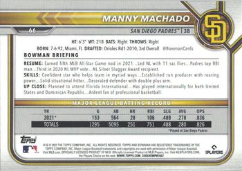 2022 Bowman #66 Manny Machado Back