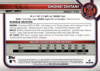 2022 Bowman #68 Shohei Ohtani Back