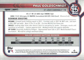 2022 Bowman #69 Paul Goldschmidt Back