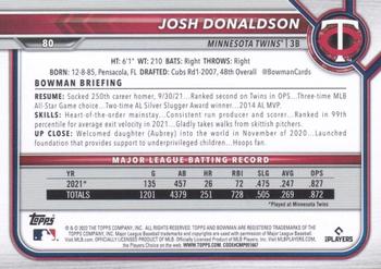 2022 Bowman #80 Josh Donaldson Back