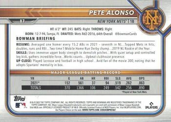 2022 Bowman #87 Pete Alonso Back