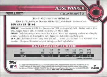 2022 Bowman #97 Jesse Winker Back