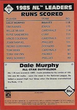 2021 Topps - 1986 Topps Baseball 35th Anniversary All-Stars Green #86AS-45 Dale Murphy Back