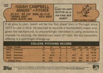 2021 Topps Heritage Minor League - Blue #103 Isaiah Campbell Back