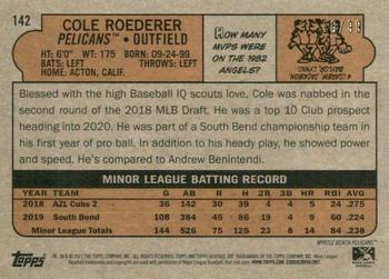 2021 Topps Heritage Minor League - Blue #142 Cole Roederer Back