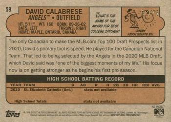 2021 Topps Heritage Minor League - Green #59 David Calabrese Back