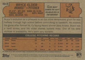 2021 Topps Heritage Minor League - Real One Autographs #ROA-BE Bryce Elder Back