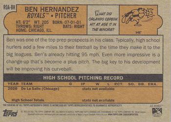 2021 Topps Heritage Minor League - Real One Autographs #ROA-BH Ben Hernandez Back