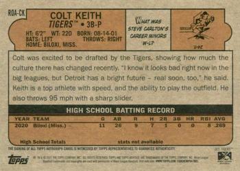 2021 Topps Heritage Minor League - Real One Autographs #ROA-CK Colt Keith Back