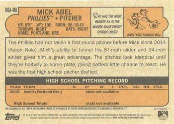 2021 Topps Heritage Minor League - Real One Autographs #ROA-MA Mick Abel Back