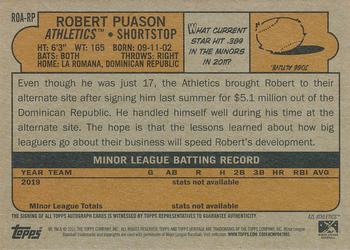 2021 Topps Heritage Minor League - Real One Autographs #ROA-RP Robert Puason Back