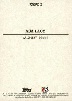 2021 Topps Heritage Minor League - 1972 Topps Baseball Poster Card #72BPC-3 Asa Lacy Back