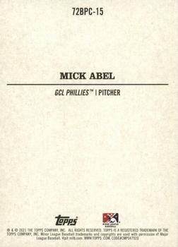 2021 Topps Heritage Minor League - 1972 Topps Baseball Poster Card #72BPC-15 Mick Abel Back