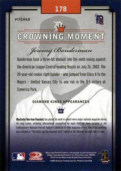 2003 Donruss/Leaf/Playoff (DLP) Rookies & Traded - 2003 Donruss Diamond Kings Rookies & Traded #178 Jeremy Bonderman Back