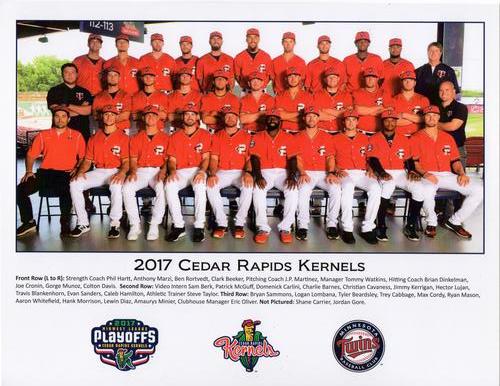 2017 Cedar Rapids Kernels Team Photo #NNO Cedar Rapids Kernels Team Photo Front