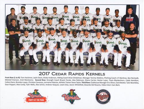 2017 Cedar Rapids Kernels Team Photo #NNO Cedar Rapids Kernels Team Photo Front