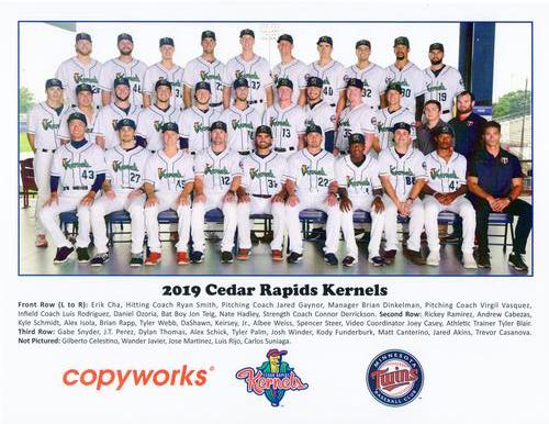 2019 Cedar Rapids Kernels Team Photo #NNO Cedar Rapids Kernels Front