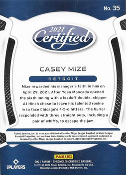 2021 Panini Chronicles - Certified #35 Casey Mize Back