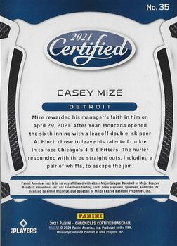 2021 Panini Chronicles - Certified Red #35 Casey Mize Back