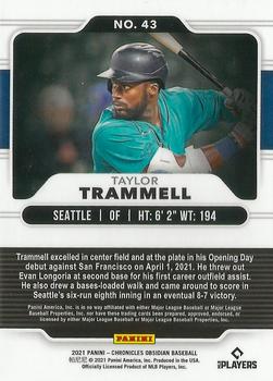 2021 Panini Chronicles - Obsidian #43 Taylor Trammell Back