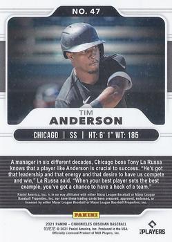 2021 Panini Chronicles - Obsidian #47 Tim Anderson Back