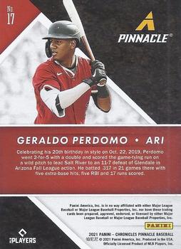 2021 Panini Chronicles - Pinnacle #17 Geraldo Perdomo Back