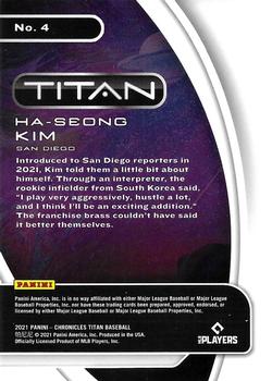 2021 Panini Chronicles - Titan #4 Ha-Seong Kim Back