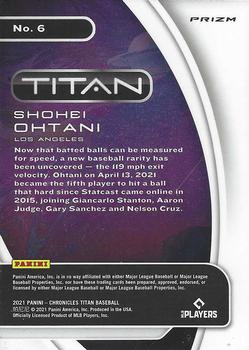 2021 Panini Chronicles - Titan Holo #6 Shohei Ohtani Back