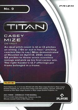 2021 Panini Chronicles - Titan Holo #9 Casey Mize Back