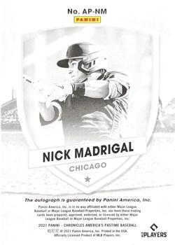 2021 Panini Chronicles - America's Pastime Autographs #AP-NM Nick Madrigal Back
