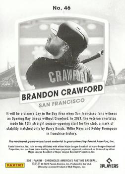 2021 Panini Chronicles - America's Pastime Swatches #46 Brandon Crawford Back