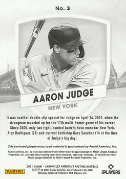 2021 Panini Chronicles - America's Pastime Dual Swatches #3 Aaron Judge Back