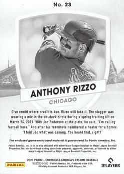 2021 Panini Chronicles - America's Pastime Dual Swatches #23 Anthony Rizzo Back