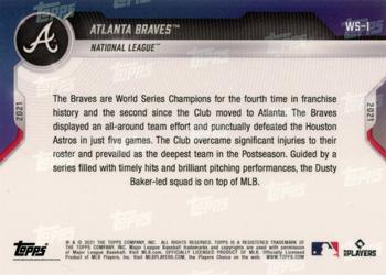 2021 Topps Now World Series Champions Atlanta Braves #WS-1 Atlanta Braves Back