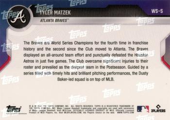 2021 Topps Now World Series Champions Atlanta Braves #WS-5 Tyler Matzek Back