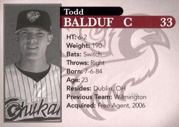 2007 Idaho Falls Chukars #NNO Todd Balduf Back