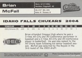 2004 Grandstand Idaho Falls Chukars #NNO Brian McFall Back