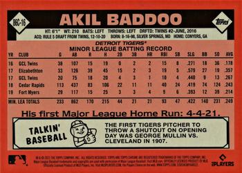 2021 Topps Update - 1986 Topps Baseball 35th Anniversary Chrome Silver Pack #86C-16 Akil Baddoo Back