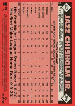 2021 Topps Update - 1986 Topps Baseball 35th Anniversary Chrome Silver Pack Blue #86C-29 Jazz Chisholm Jr. Back