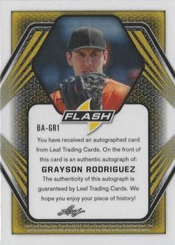 2021 Leaf Flash #BA-GR1 Grayson Rodriguez Back