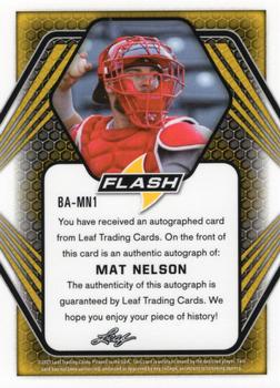 2021 Leaf Flash #BA-MN1 Mat Nelson Back