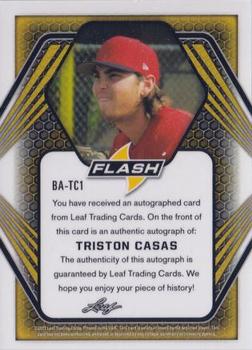 2021 Leaf Flash #BA-TC1 Triston Casas Back