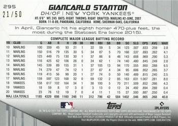 2021 Topps Archives - Red Hot Foil #295 Giancarlo Stanton Back